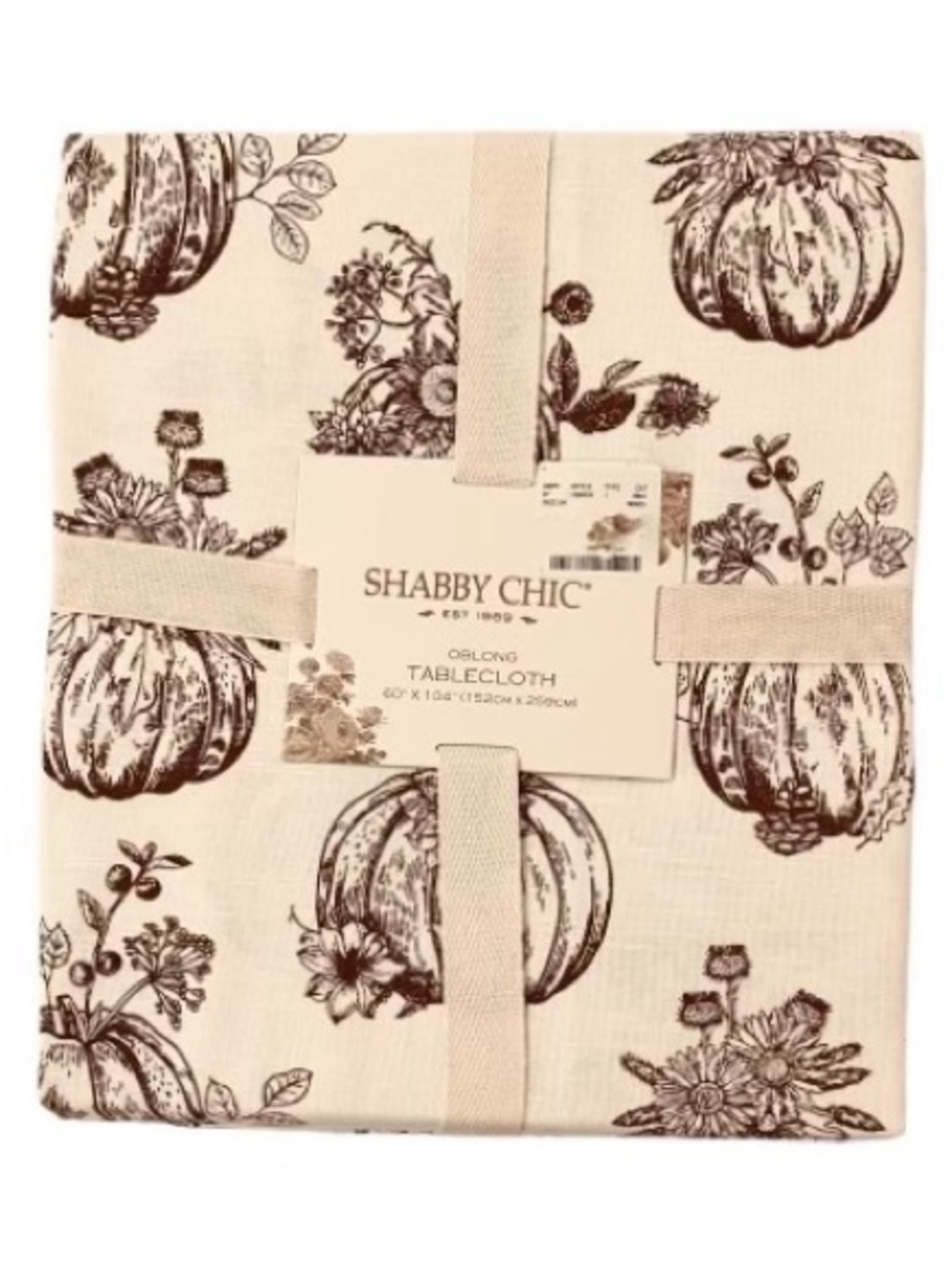 🆕- Shabby Chic Fall Harvest Tablecloth Oblong 60x 104